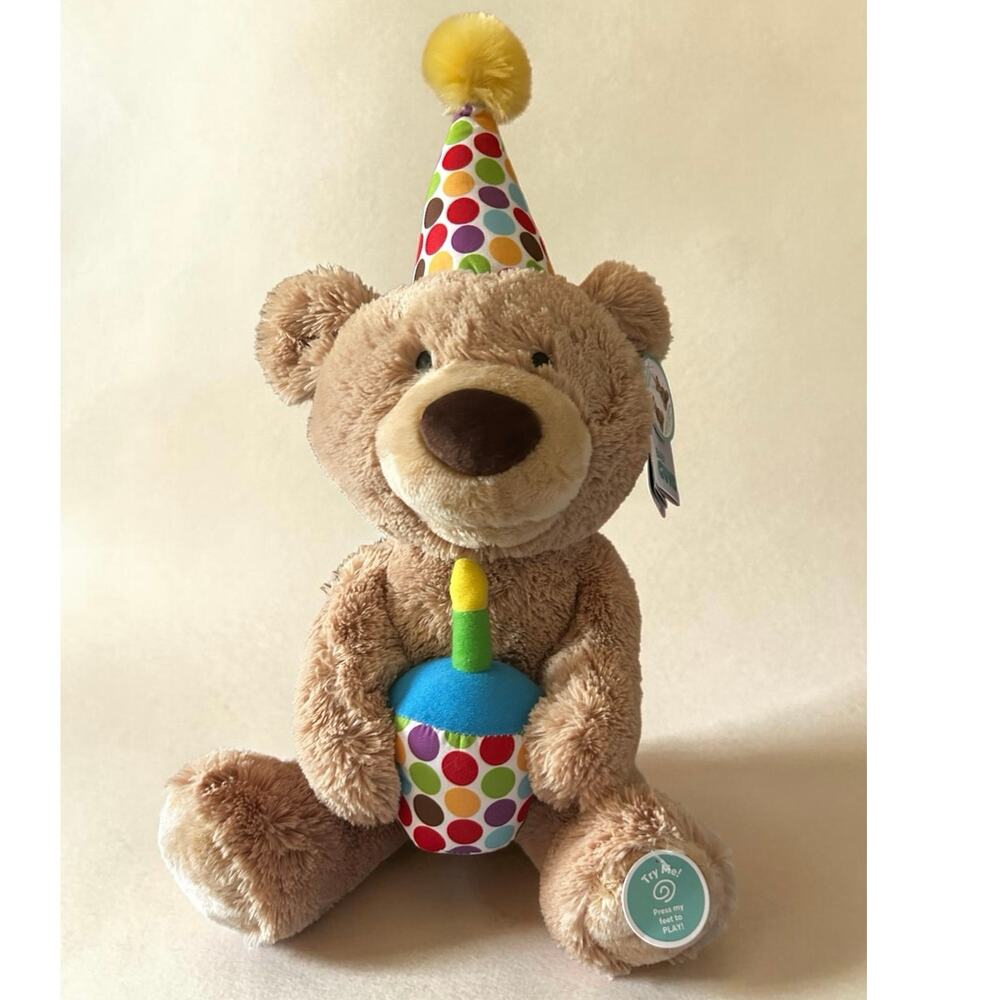 Gund Baby Happy Birthday Bear Sings Moves His Head Candle Lights Up New W Tags